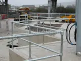 steel handrails DDA disability safety barrier placed at a construction site 