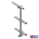 Interclamp 5100 style is a 3 rail key clamp handrail system. DDA compliant offset top rail with the addition of two standard mid and lower rails.