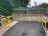 Interclamp Steel Palisade Fencing has been installed for track-side safety and security, along with key clamp DDA Assist handrailing.