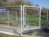 mesh handrail system fitted over metal bridge